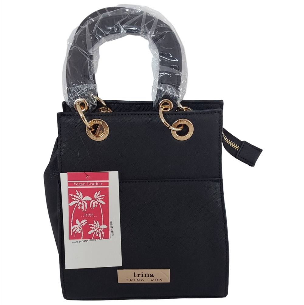 Trina Turk Black Double Handle Crossbody w/Front Slip Pocket